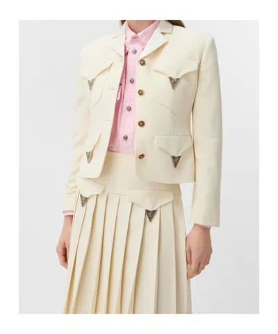 Versace Wool Jacket In Brown