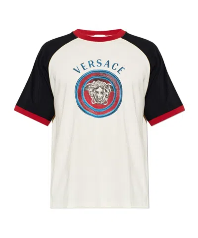 Versace Printed Cotton-jersey Regular T-shirt In White