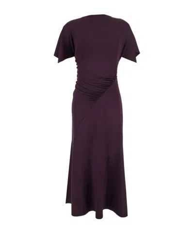 Victoria Beckham Womens Blackcurrant Cap-sleeve Draped Satin Midi Dress In Purple