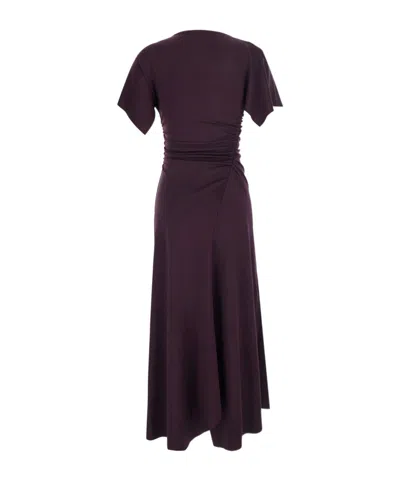 Victoria Beckham Womens Blackcurrant Cap-sleeve Draped Satin Midi Dress In Purple