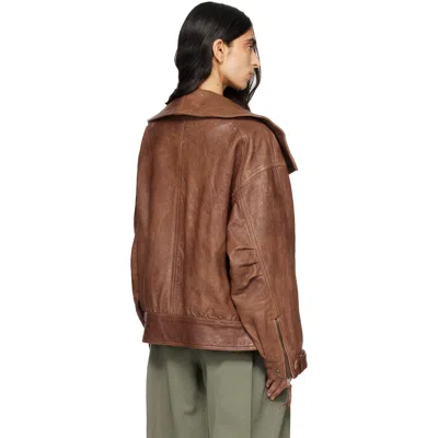 Balmain Brown Lambskin Bomber Jacket In Brown