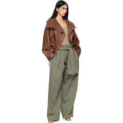 Balmain Brown Lambskin Bomber Jacket In Brown
