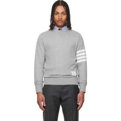 Thom Browne Classic Sweatshirt In Classic Loopback With Engineered 4 Bar In Gray