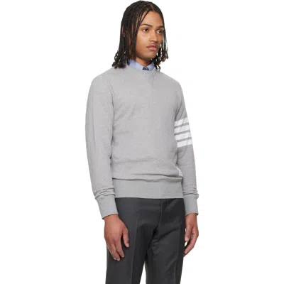 Thom Browne Classic Sweatshirt In Classic Loopback With Engineered 4 Bar In Gray