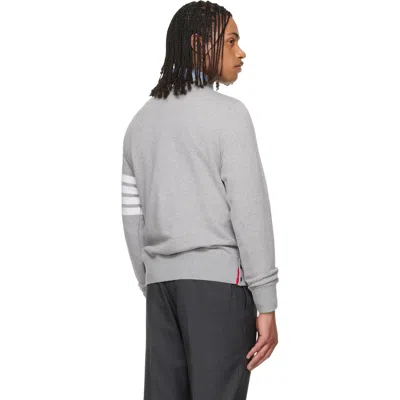 Thom Browne Classic Sweatshirt In Classic Loopback With Engineered 4 Bar In Gray