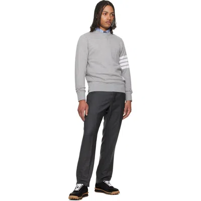 Thom Browne Classic Sweatshirt In Classic Loopback With Engineered 4 Bar In Gray