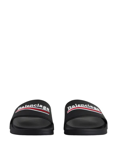 Balenciaga Embossed Logo Slip-on Sandals With Moulded Footbed In Multi
