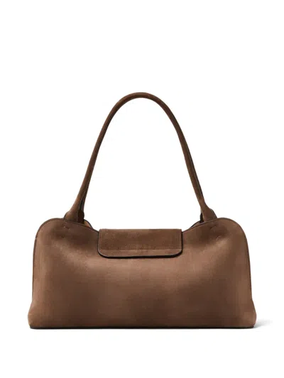 Versace Medium Suede Shoulder Bag In Brown