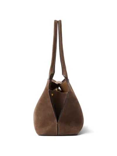 Versace Medium Suede Shoulder Bag In Brown