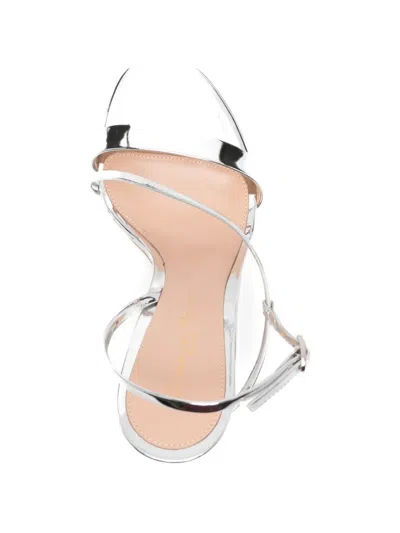 Gianvito Rossi Silver Solid Open Round Toe Heels In Silver