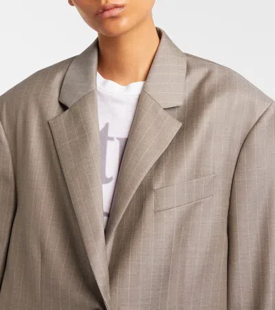 Acne Studios Striped Wool Jacket In Gray