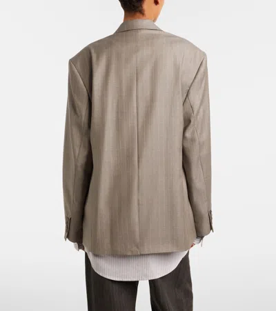 Acne Studios Striped Wool Jacket In Gray