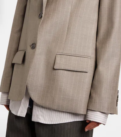 Acne Studios Striped Wool Jacket In Gray