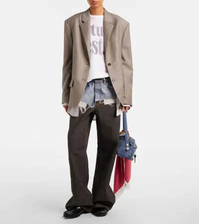 Acne Studios Striped Wool Jacket In Gray