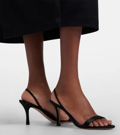 The Row Ella Leather Mules Open Toe Stiletto In Animal Print