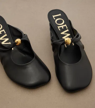 Loewe Pebble Soft Leather Mules In Black
