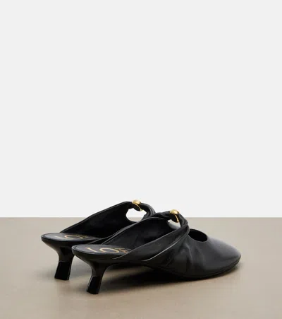 Loewe Pebble Soft Leather Mules In Black