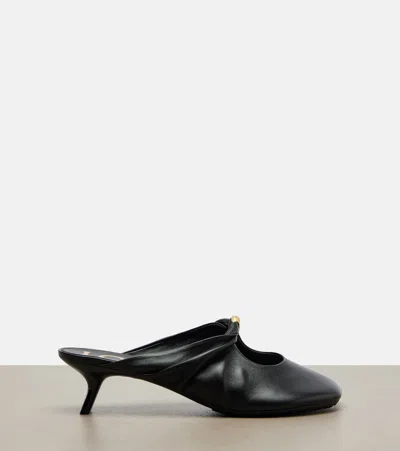 Loewe Pebble Soft Leather Mules In Black