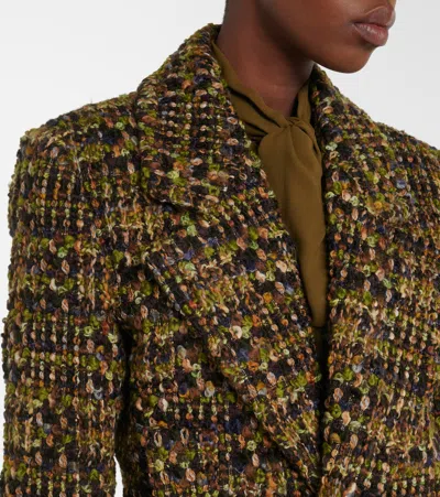 Saint Laurent Wool Blend Tweed Jacket In Multi