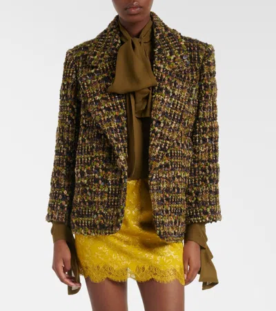 Saint Laurent Wool Blend Tweed Jacket In Multi