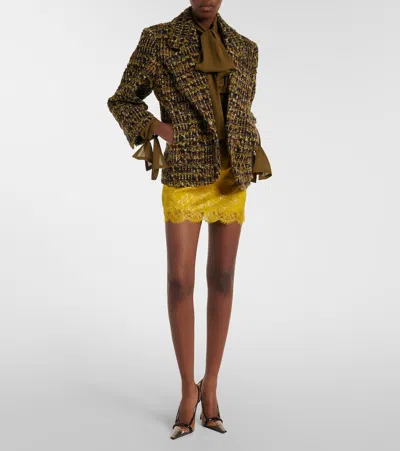 Saint Laurent Wool Blend Tweed Jacket In Multi