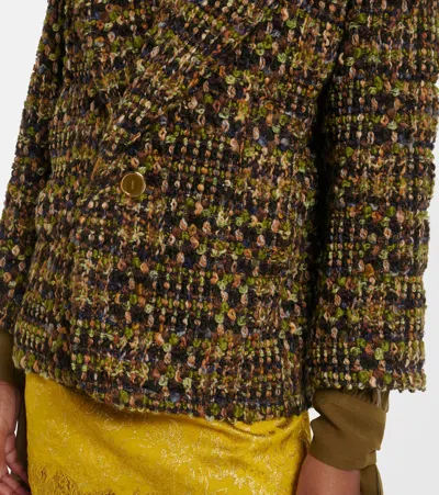 Saint Laurent Wool Blend Tweed Jacket In Multi