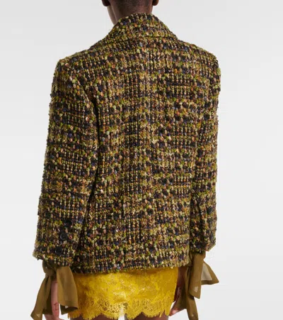 Saint Laurent Wool Blend Tweed Jacket In Multi