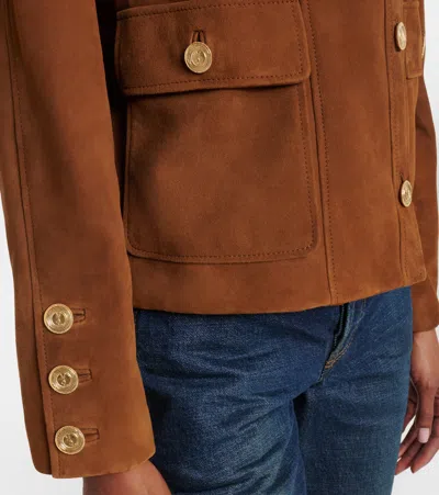Saint Laurent Suede Jacket In Multi