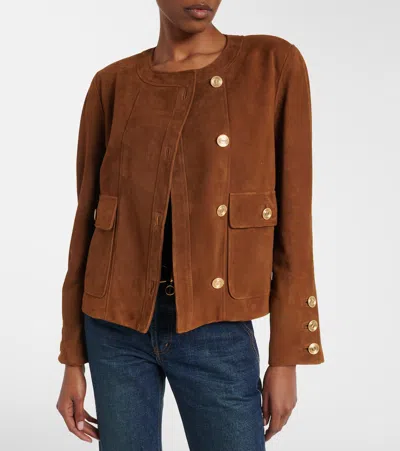 Saint Laurent Suede Jacket In Multi