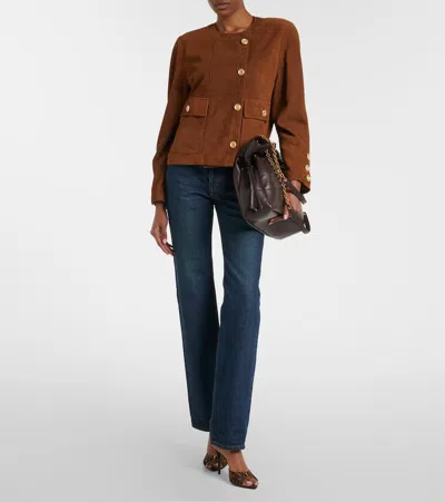 Saint Laurent Suede Jacket In Multi
