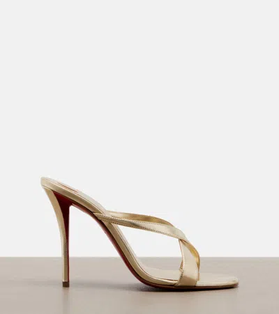 Christian Louboutin 80mm Mulazee Metallic Leather Sandals In Gold