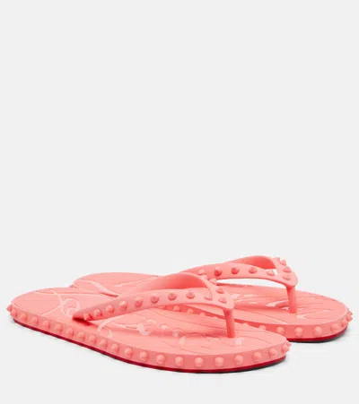 Christian Louboutin Super Loubi Flip Spiked Thong Sandals In Pink