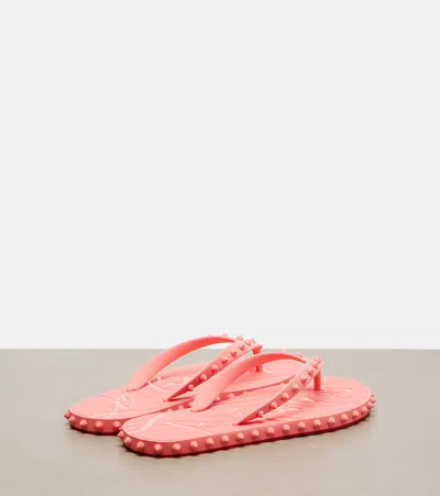 Christian Louboutin Super Loubi Flip Spiked Thong Sandals In Pink