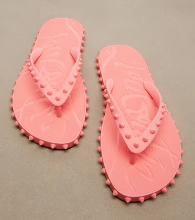 Christian Louboutin Super Loubi Flip Spiked Thong Sandals In Pink
