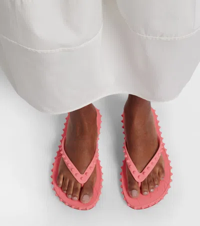 Christian Louboutin Super Loubi Flip Spiked Thong Sandals In Pink