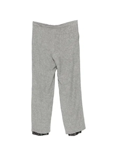 Midorikawa Herringbone-pattern Layered Trousers In Gray