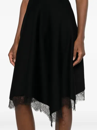 Alexander Mcqueen Lace-trim Asymmetric Dress In Black