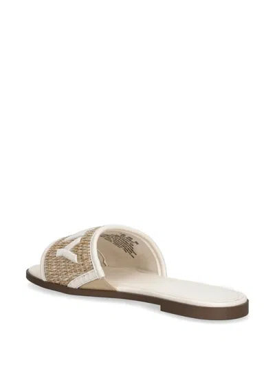 Dkny Logo-embroidered Woven Sandals In White