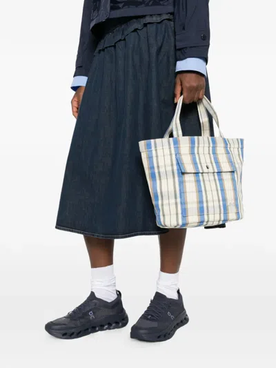 A.p.c. Check-pattern Flap-pocket Tote Bag In White