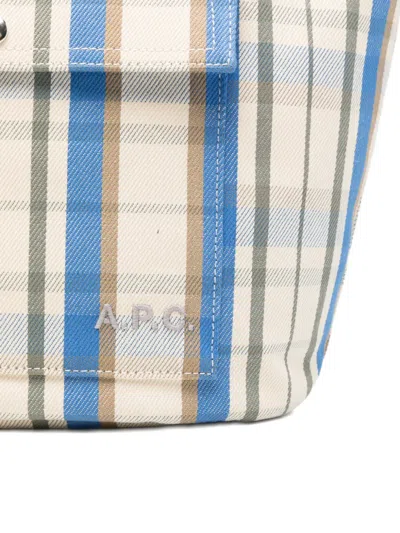 A.p.c. Check-pattern Flap-pocket Tote Bag In White