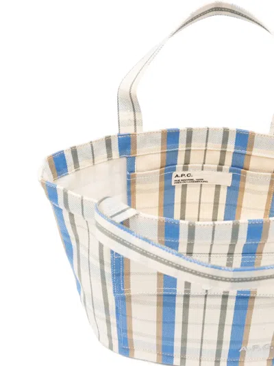 A.p.c. Check-pattern Flap-pocket Tote Bag In White