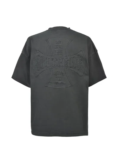 Breath Distressed-patchwork T-shirt In Gray