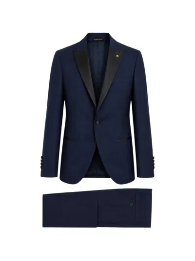 Manuel Ritz Single-breasted Suit In Blue