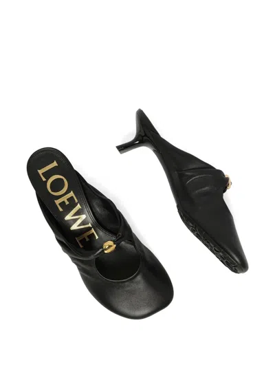 Loewe Pebble Soft Leather Mules In Black