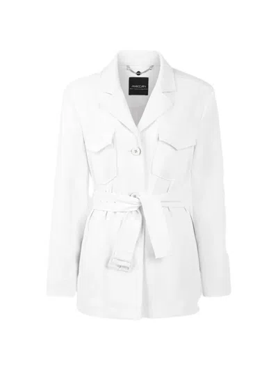 Marccain Caban Belted Cargo-pocket Jacket In White