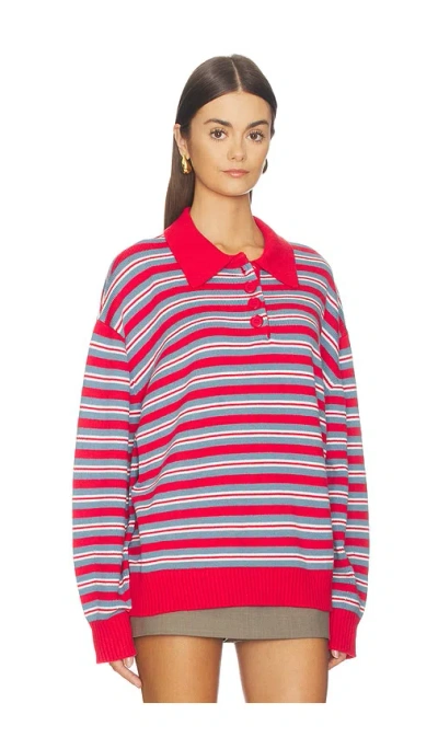Weworewhat Henley Pull Over Sweatshirt In Red