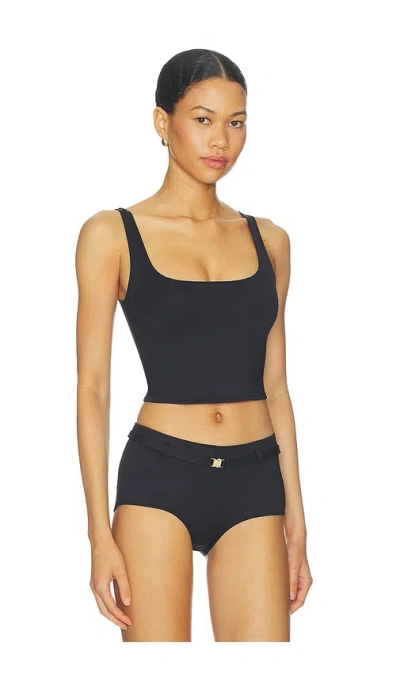 Skims Iconic Swim Tank Bikini Top In Black