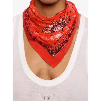 Zadig & Voltaire Womens Passion Blondie Bandana-print Silk Scarf In Red