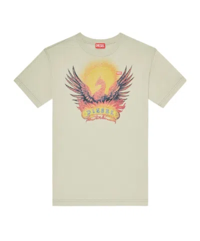 Diesel Regular T-shirt With Phoenix Print In Neutral