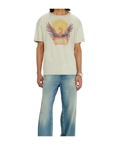 Diesel Regular T-shirt With Phoenix Print In Neutral